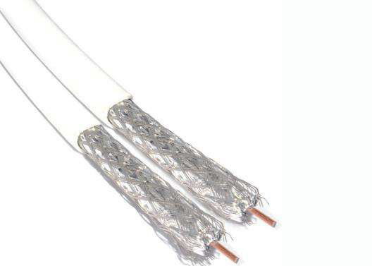 Câble coaxial de liaison de Digital TV, feuille d'aluminium de câble coaxial de liaison de Rg59u doubles + tresse jumelles de fil d'Al-MG