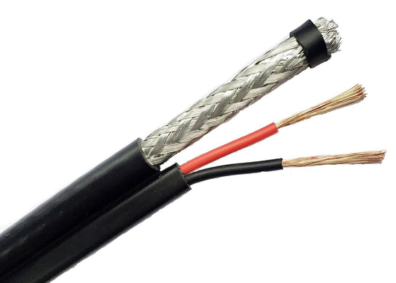 Couverture de cuivre du câble coaxial de liaison 95% de la caméra RG6/U de HD avec le fil d'alimentation de puissance