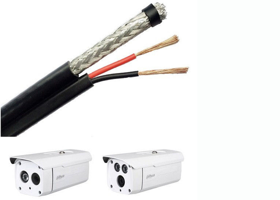 Couverture de cuivre du câble coaxial de liaison 95% de la caméra RG6/U de HD avec le fil d'alimentation de puissance