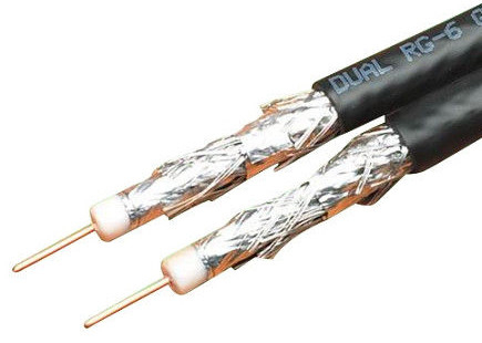 Câble coaxial de double bouclier du quadruple RG6, Cable18 conducteur coaxial siamois d'A.W.G. CCS