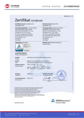 −40°C to +90°C Rated 600/1000V Solar Energy Cable