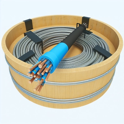 Cable d'alimentation isolée XLPE avec emballage en tambour en acier en bois 0,6 / 1kV