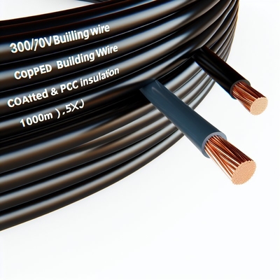 300/500V Fil de construction en cuivre PVC isolé Noir 100m