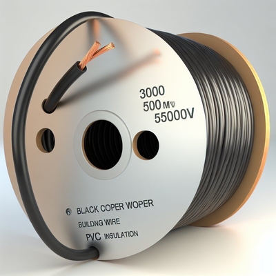 Fil de bâtiment en cuivre 300/500V, isolation PVC, 100M, noir