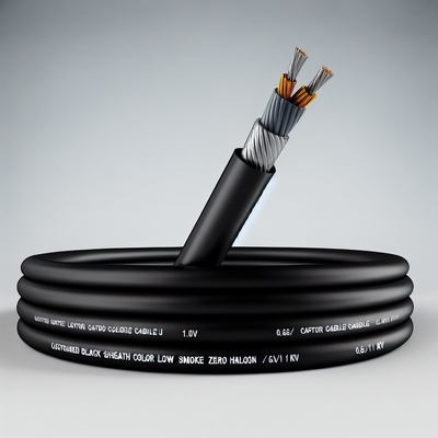 Câble gaine noire personnalisé, faible émission de fumée, sans halogène, avec tension nominale 0,6/1 KV et échantillon
