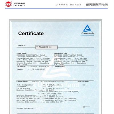 Halogen-Free Crosslinked Polyolefin Solar Power Cable with 30+ Years Service Life for Solar Power Systems