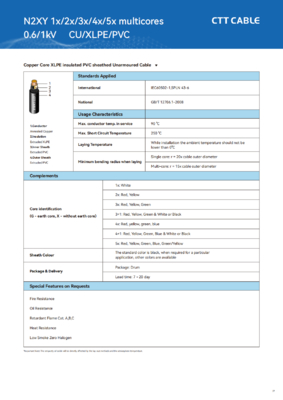1core XLPE 0.6/1kV Insulated Power Cable in Black or Customized Sheath Color for Sample