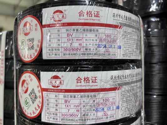 Copper Conductor With 99.95% Purity Copper Industrial Building wire Standard Delivery Length 100 Meters Per Coil  300 / 500V