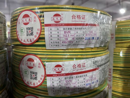 Indoor and Outdoor Copper Building Wire PVC Insulation Stranded Copper Conductor 450 / 750V