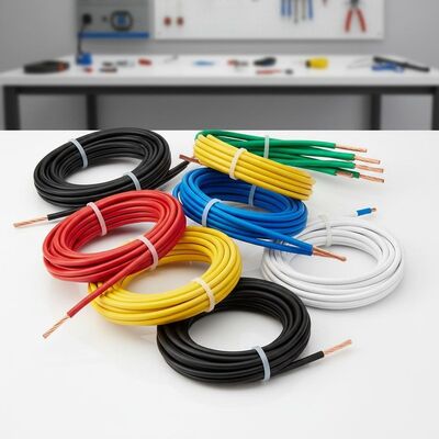 PVC insulated copper conductor cable in black red blue yellow green white colors suitable for electrical wiring applications