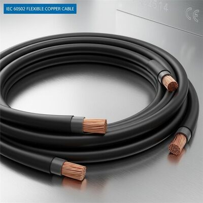 Flexible copper conductor cable designed according to IEC 60502 standard ensuring electrical conductivity and durability