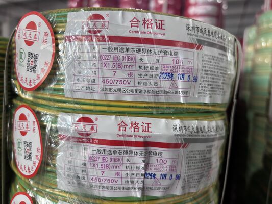 Domestic Decoration Copper Insulated Construction Wire 100 Meters Per Coil Insulated Copper Wire for Home Electrical Systems 450 / 750 V