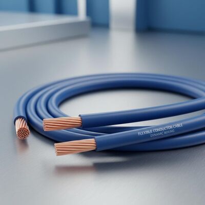 Blue copper conductor cable flexible type ideal for dynamic wiring setups requiring consistent conductivity and strength